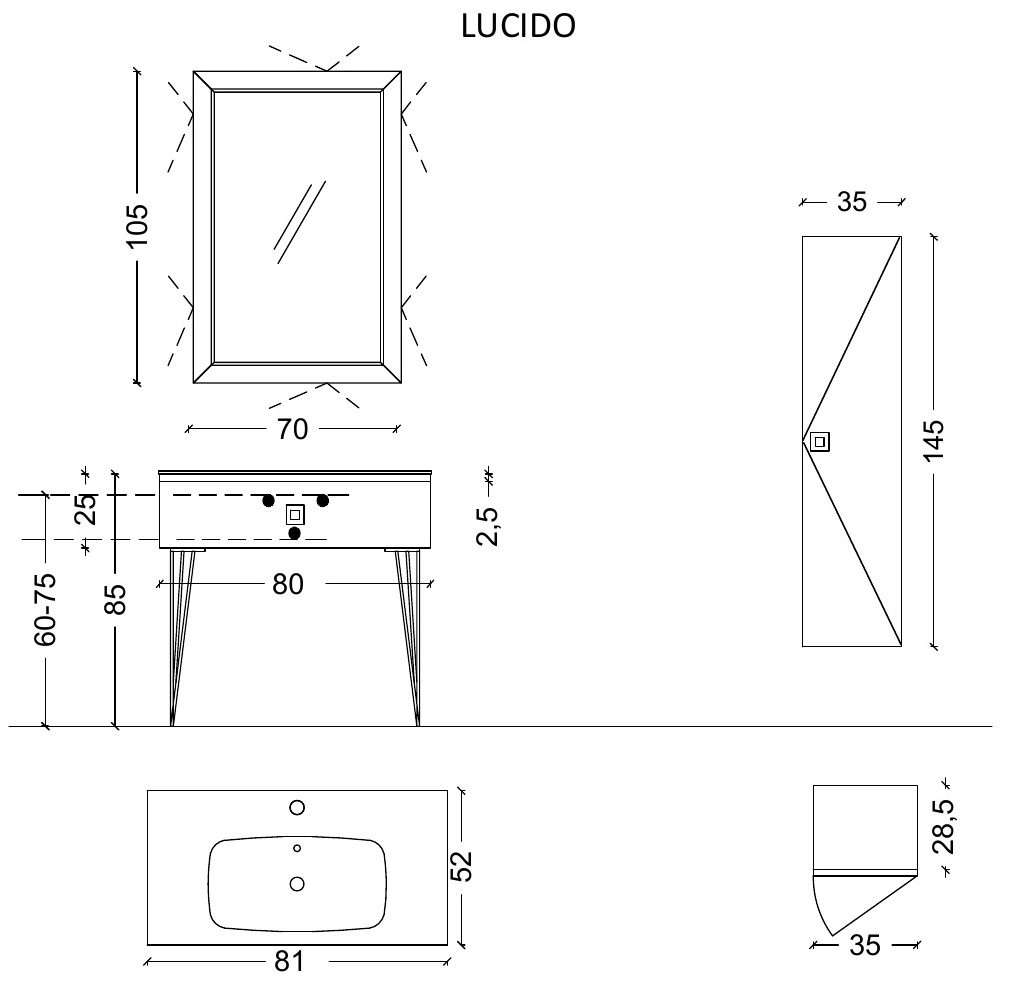 Armadi Art LUCIDO 80 мебель консоль 770-100-Rose золото