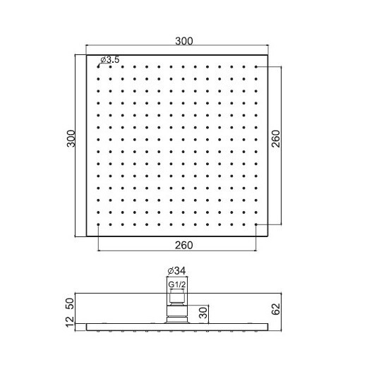 F2216/2CS Верхний душ, Fima Carlo Frattini, Showerhead, шг 300*300, цвет-брашированный чёрный хром