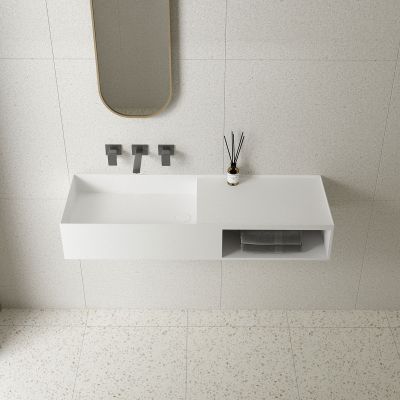 VWB-6S180MW Раковина Solid Surface Vincea  800*400 подвесная цвет белый матовый