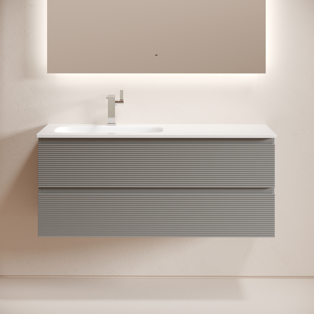 FL120LES Ceramica Nova Тумба подвесная SANCOS Folk  левая 1195х445х500, c двумя ящиками оснащенными доводчиками, Ergraut soft, арт.FL120LES