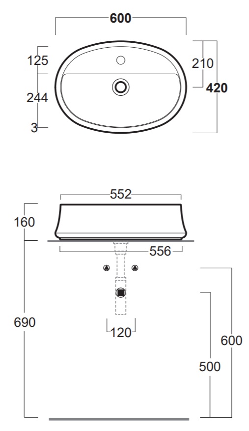Раковина на столешницу 60x42 Simas Sharp SH05