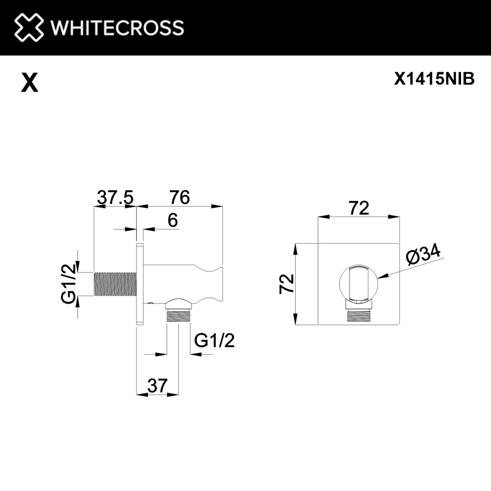Угловой соединительный элемент с держателем лейки WHITECROSS X1415NIB (брашированный никель)