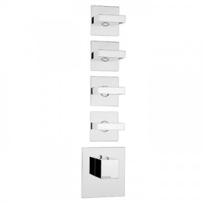Bossini Rectangular Термостат для душа, встраиваемый, с девиаторм/3 запорных вентиля на 5 выходов, уст-ка верт/гор., цвет: хром Z033208.030