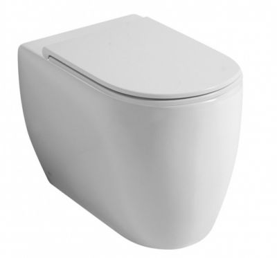 Disegno ceramica Skip, комплект напольного безободкового унитаза (выход в стену) с быстросъемным сиденьем  микролифт, цвет черный матовый