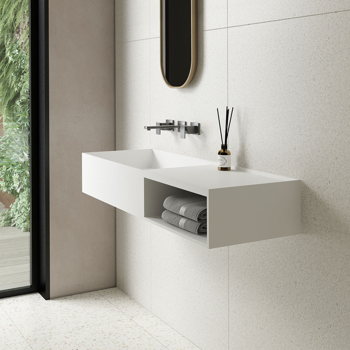 VWB-6S180MW Раковина Solid Surface Vincea  800*400 подвесная цвет белый матовый