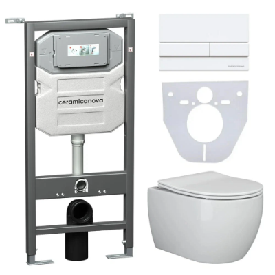 Комплект инсталляция унитаз кнопка Ceramica Nova CN3001_1002W_1000