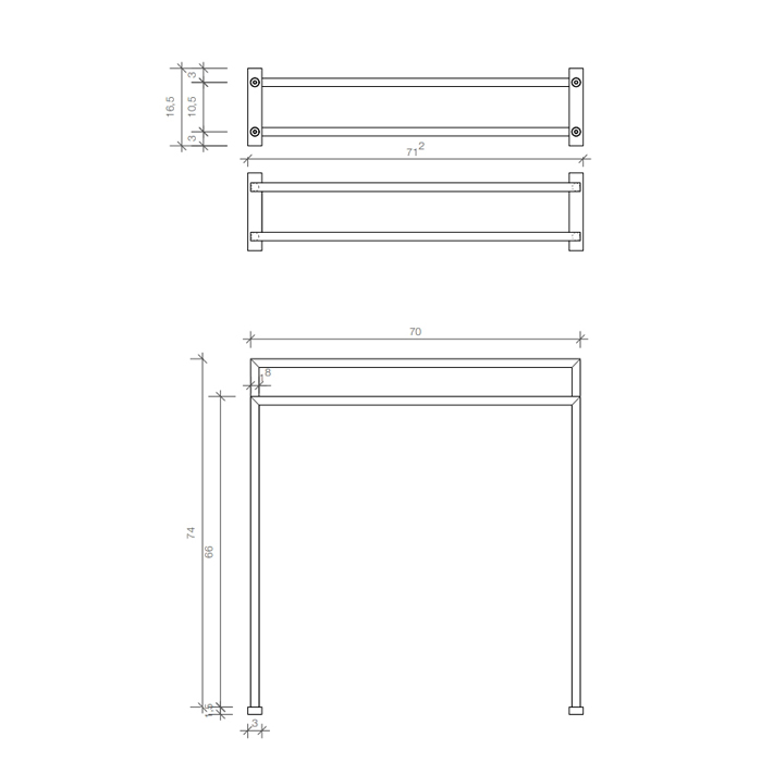 Decor Walther HT 5 Полотенцедержатель двойной 70x16x75см, напольный, цвет: матовый никель 503534
