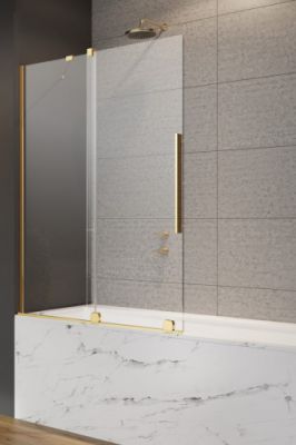 Шторка на ванну 130 см Radaway Furo Gold PND II раздвижная профиль золото левая