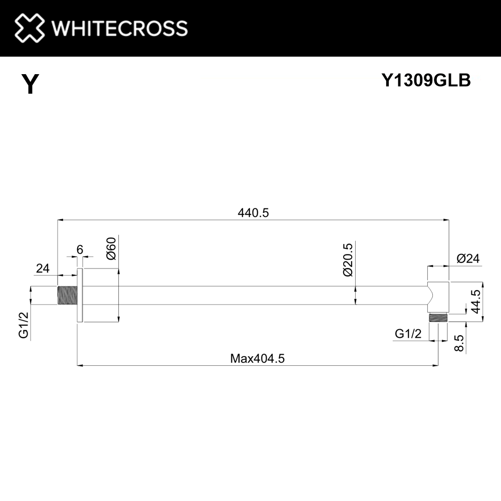 Кронштейн душевой настенный WHITECROSS Y1309GLB (брашированное золото)