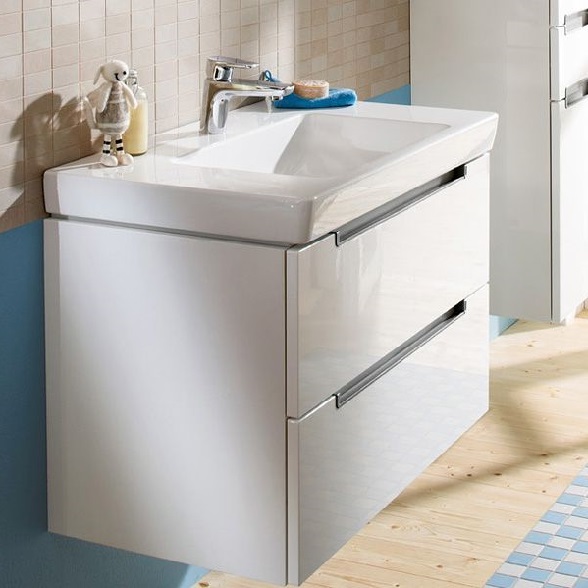 Тумба с керамической раковиной белый глянец Subway 2.0 Villeroy & Boch A697 10 DH