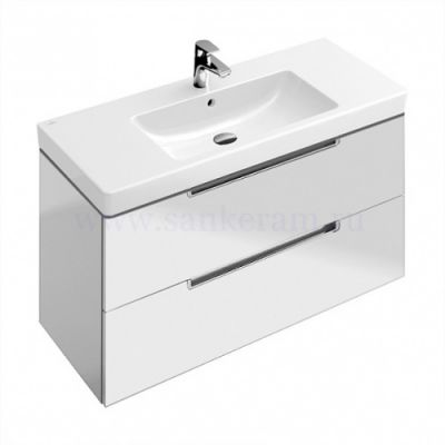 Тумба с керамической раковиной белый глянец Subway 2.0 Villeroy & Boch A697 10 DH