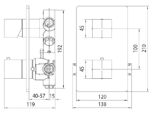 BOSSINI OKI /CUBE NEW Скрытая часть термостата на 4 потребителя Z00105000