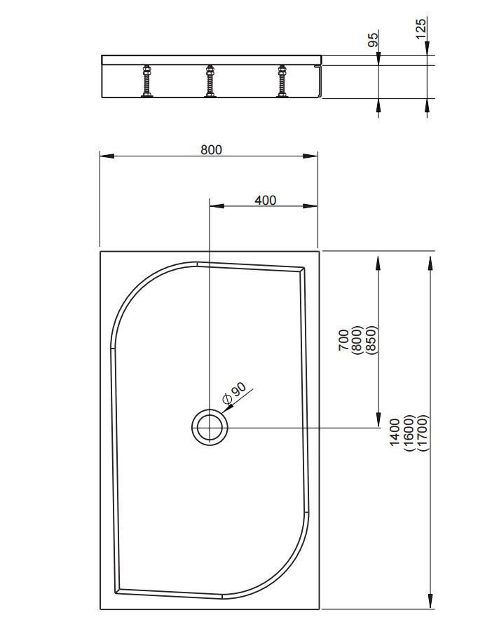 Поддон для душа 140x80 Radaway Paros D MBD8014-03-1