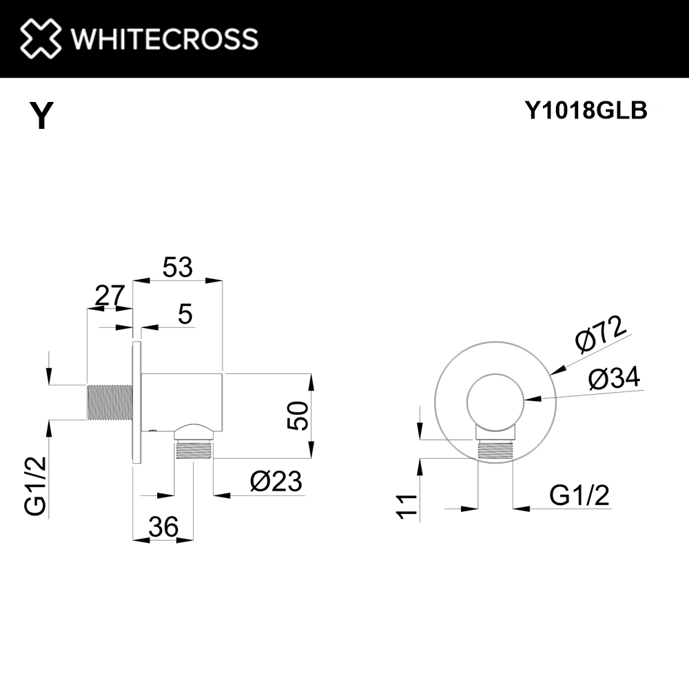 Угловой соединительный элемент WHITECROSS Y1018GLB (брашированное золото)