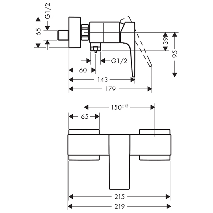 Hansgrohe Metropol Смеситель для душа, настенный, цвет: шлифованная бронза 32560140