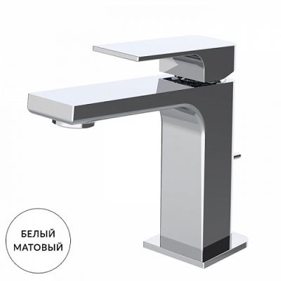 Carlo Frattini Fit Смеситель для раковины, на 1 отв, донный клапан, h110мм излив 110мм, цвет: белый матовый F3381BS