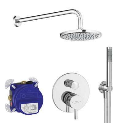 BD193AA Ideal Standard Ceraline Душевой комплект: встраиваемый смеситель для ванны/душа, верхний душ &Oslash;20см., держатель, лейка для душа и шланг 175см., цвет: хром