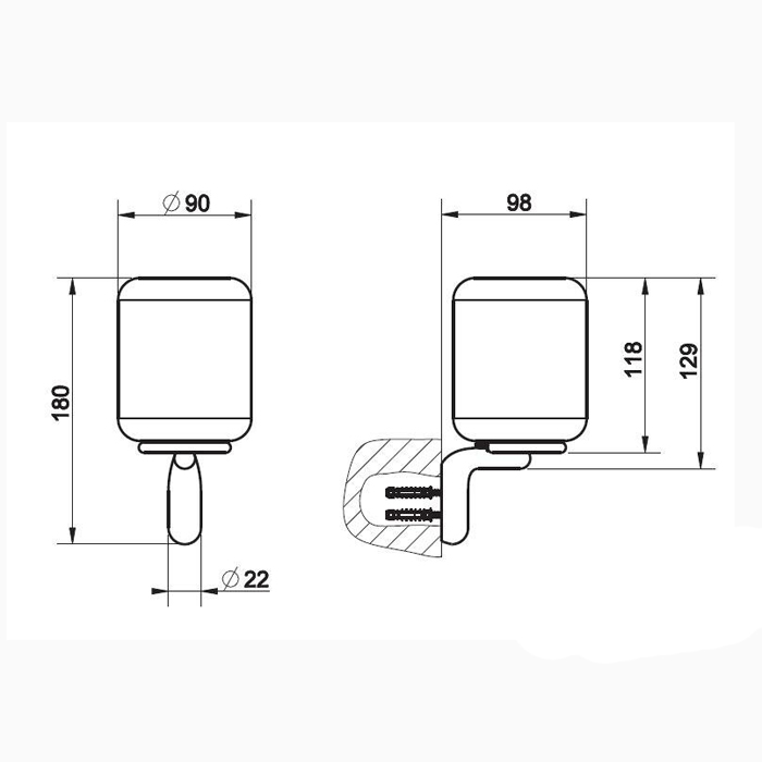 Gessi Goccia Стакан подвесной, цвет: хром/черный 38008#031