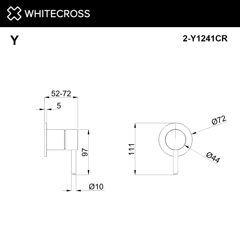 Внешняя часть смесителя на 1 потребитель WHITECROSS Y1241CR (хром)