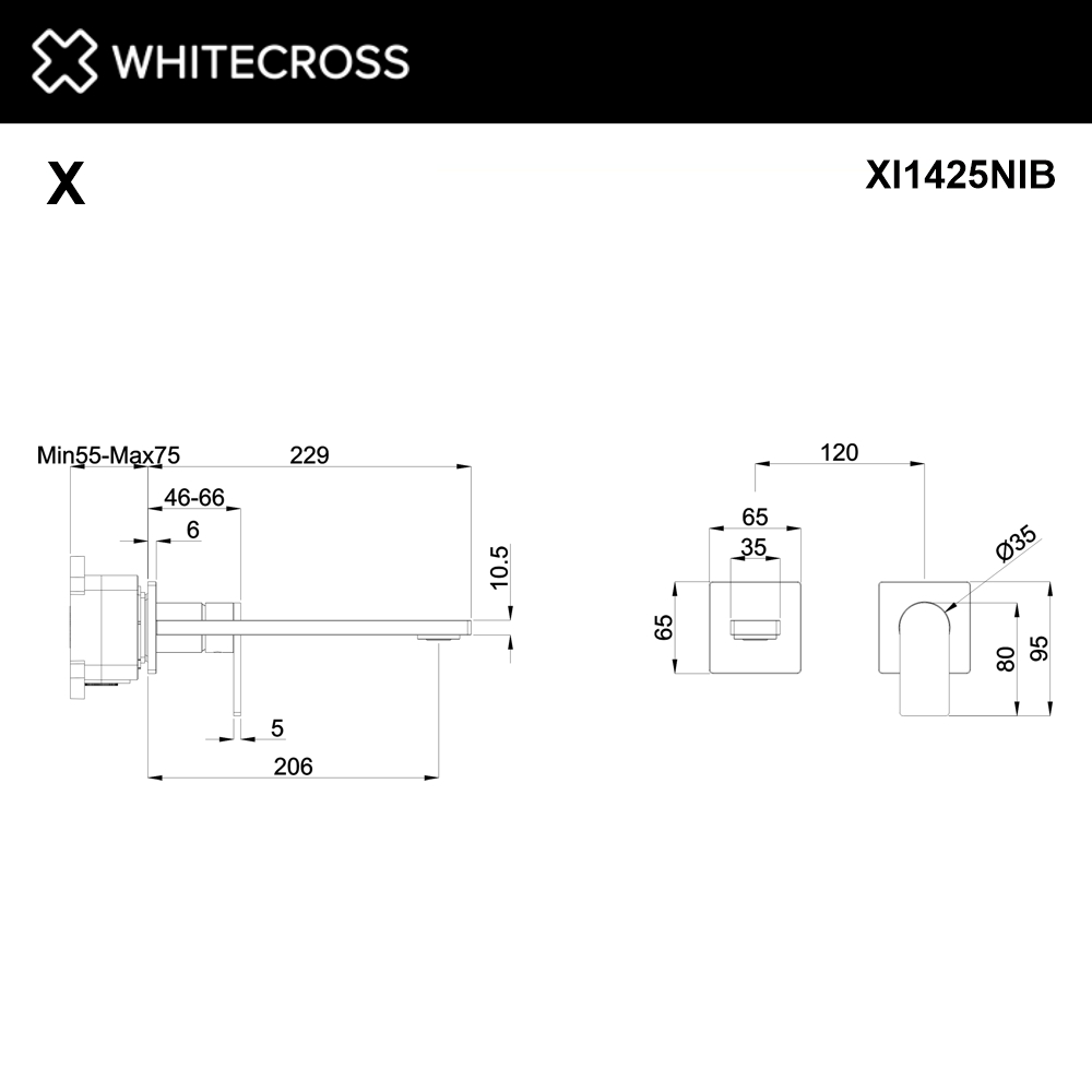Смеситель для умывальника скрытого монтажа WHITECROSS XI1425NIB (брашированный никель)