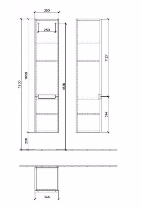 Шкаф-пенал Villeroy&Boch Subway 2.0 A710 00 DH, белый глянец