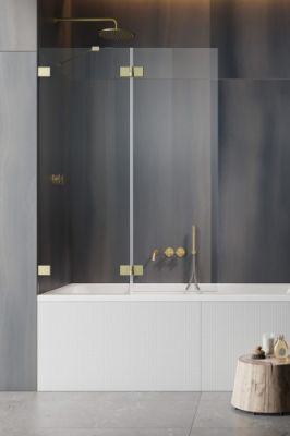 Шторка на ванну 140 см Radaway ESSENZA PRO BRUSHED GOLD PND II левая