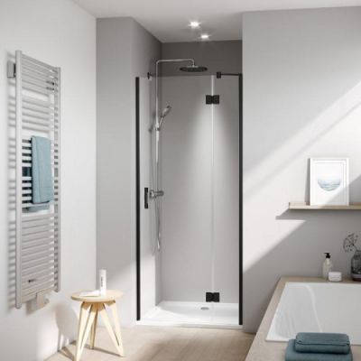 Kermi LIGA Дверь в нишу LI SFR 100x200см., Schwarz Soft+прозрачное стекло с Kermiclean, цвет: черный LI SFR 10020 3PK
