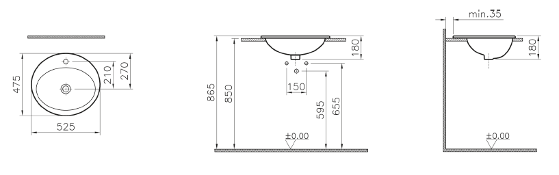 Vitra S20 раковина накладная 52 см. 5468B003-0001