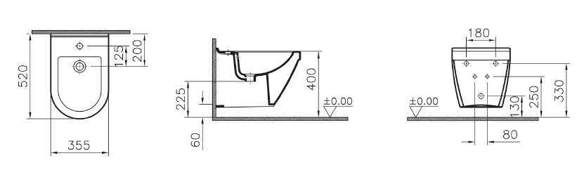 Vitra S50 биде подвесное 5324B003-0288