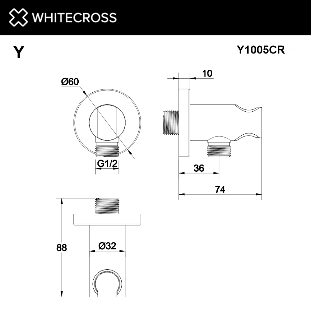 Угловой соединительный элемент WHITECROSS Y1005CR (хром)