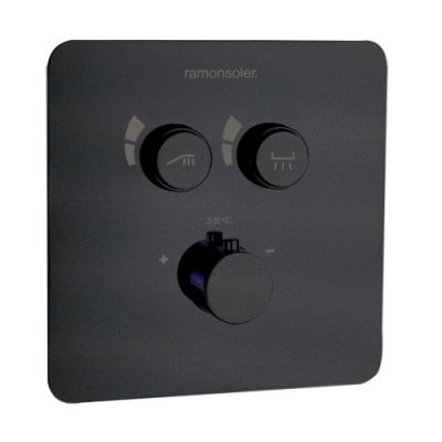 Ramon Soler Встраиваемый термостатический смеситель для душа RS SMART 85T201SNM матовый черный на 2 выхода
