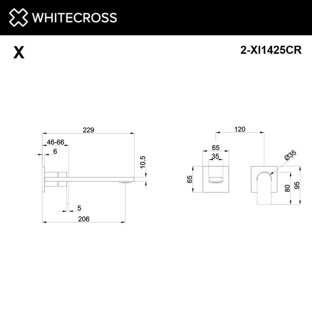 Внешняя часть смесителя для умывальника WHITECROSS XI1425CR (хром)