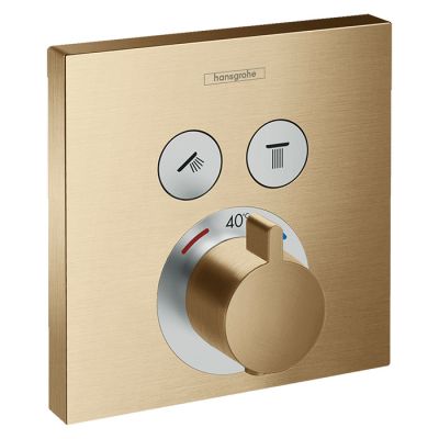 15763140 Hansgrohe ShowerSelect Смеситель для душа, термостатический, на 2 источника, внешняя часть, цвет: шлифованная бронза