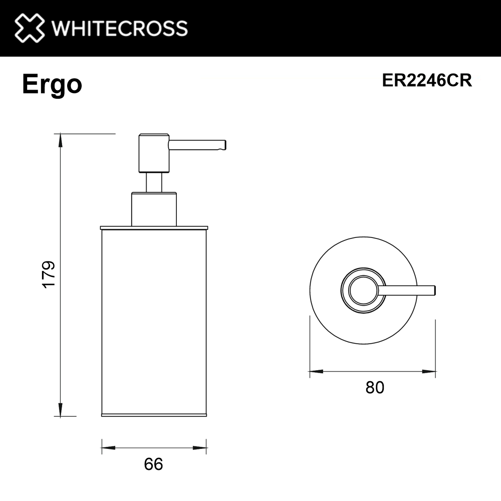 Дозатор для жидкого мыла настольный WHITECROSS Ergo ER2246CR (хром)