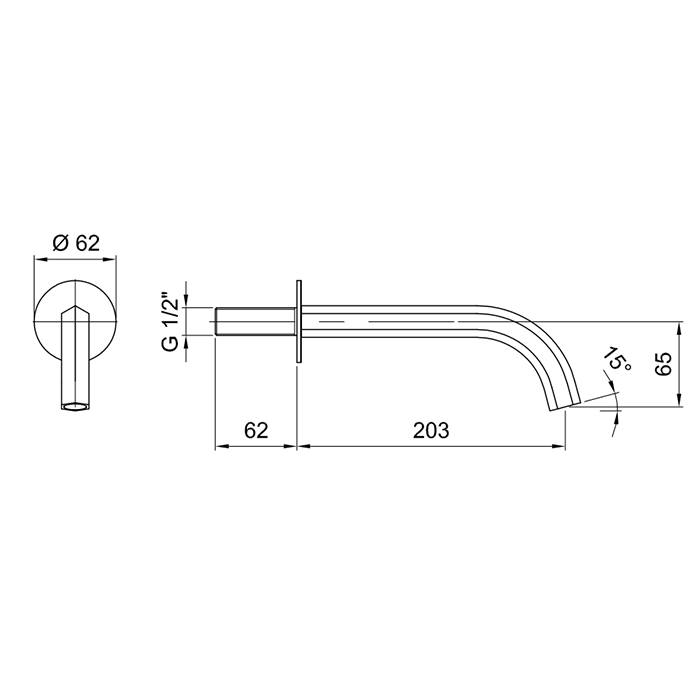 Fantini Venezia Излив для раковины 20см., настенный, цвет: Matt Copper PVD 29 P9 8320