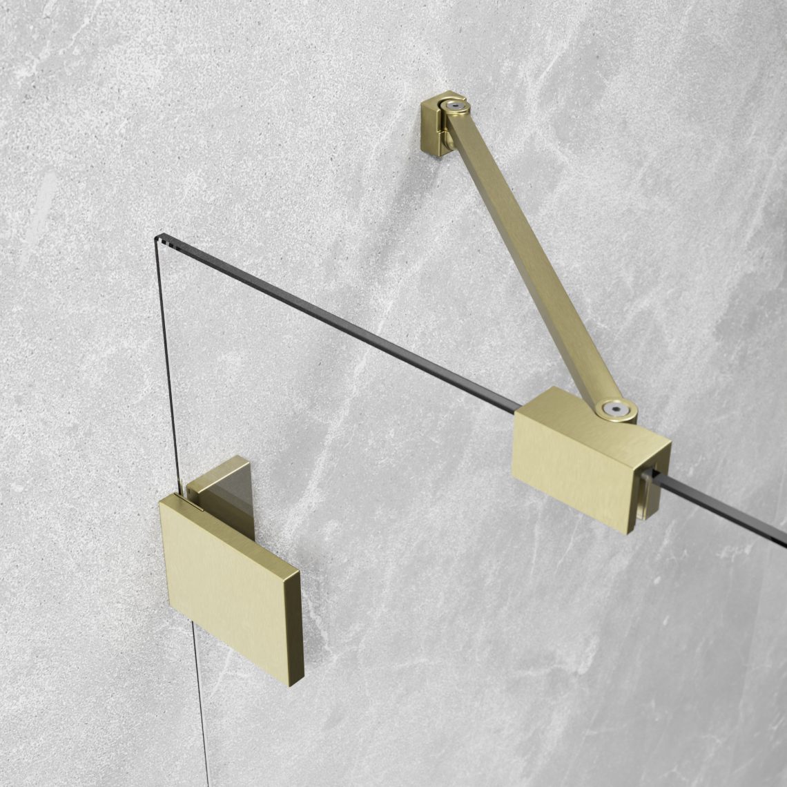 Прямоугольный душевой уголок 80X80 ESSENZA PRO BRUSHED GOLD PTJ золото брашированное