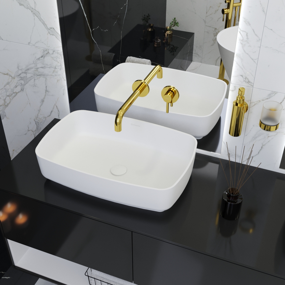 Умывальник WHITECROSS Jasper 58x38 (белый мат) иск. камень