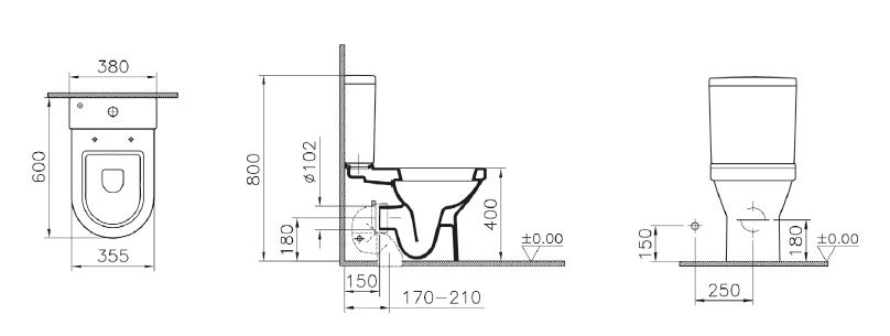 Vitra S50 напольный унитаз-компакт 60 см с сиденьем микролифт 9798B003-7201