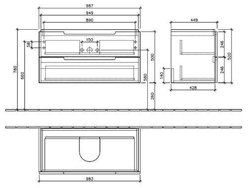 Тумба с раковиной Villeroy&Boch Subway 2.0 A697 00DH + 7175 A001, белый глянец