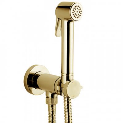 Bossini Paloma Brass Комплект гигиенический: прогрессивный смеситель,лейка с клапаном подачи воды, шланг 1250 мм, золото E37005B.021