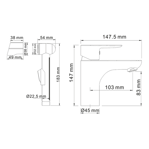 Leine 3508 Смеситель для раковины с гигиенической лейкой