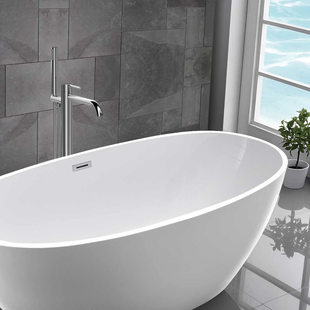 Смеситель для ванны напольный Vincea Desire VTF-1DCH однорычажный, хром