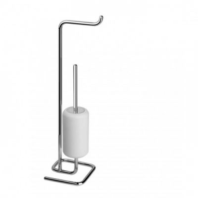 Gessi Goccia Стойка 61.4см., с держателем для туалетной бумаги и ершиком, напольная, цвет: хром/белый 38067#031