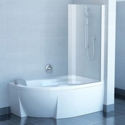 Шторка для ванны поворотная CVSK1 140/150 L/R стекло