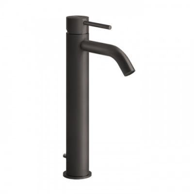 Gessi 316 Смеситель для раковины на 1 отв., высокий h:305мм, с донным клапаном, излив: 123мм, цвет: brushed black metal pvd 54004#707
