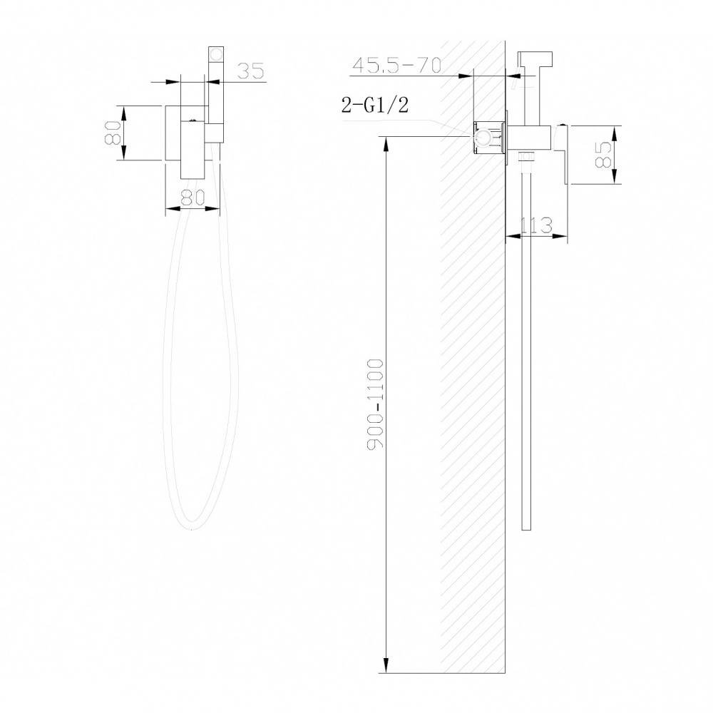 Смеситель ABBER Daheim AF8226G с гигиеническим душем, золото матовое