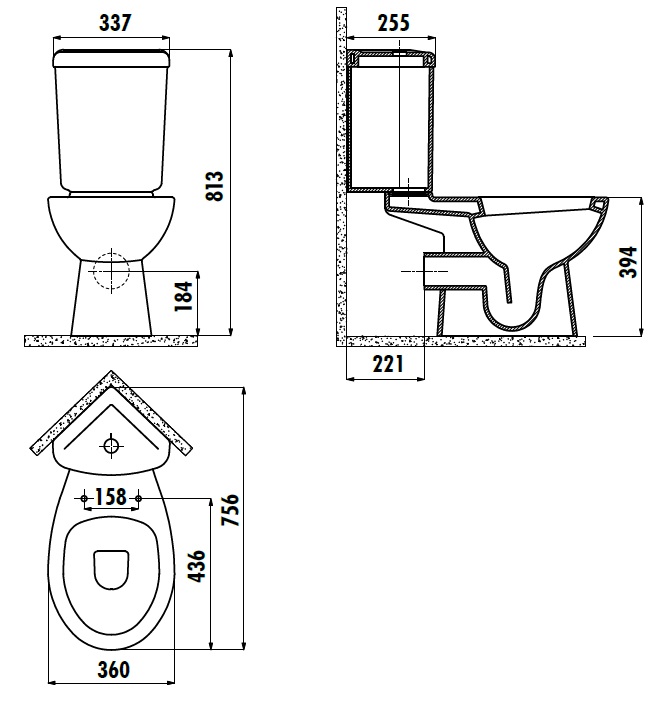 CREAVIT CORNER Унитаз совмещённый с биде SD310-00CB00E-0000
