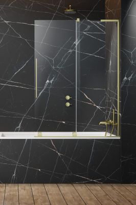 Шторка на ванну 120 см Radaway Furo SL Brushed Gold PND II раздвижная, профиль брашированное золото