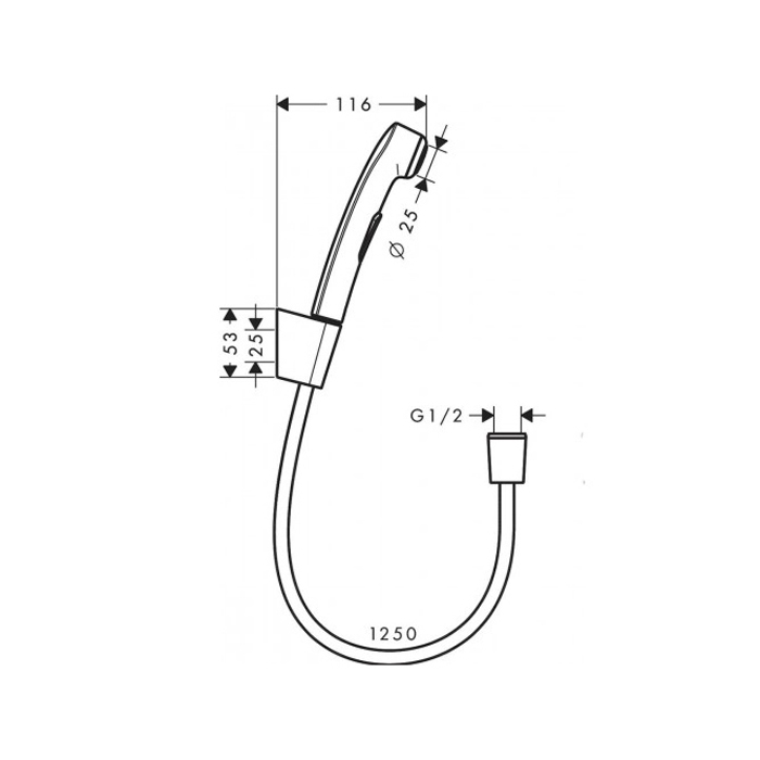 Hansgrohe Гигиенический душ 1jet, со шлангом 1.25м и настенным держателем, цвет: полированное золото 32129990
