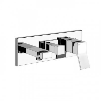 Gessi Rettangolo K Встраиваемый смеситель, с подводом воды, держателем лейки и переключателем PUSH, внешняя часть, цвет: хром 53140#031